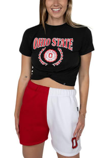 Hype and Vice Ohio State Buckeyes Womens Black Checkmate Short Sleeve T-Shirt