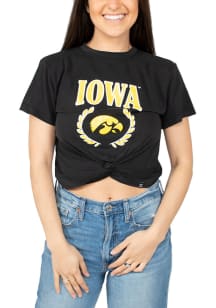 Hype and Vice Iowa Hawkeyes Womens Black Checkmate Short Sleeve T-Shirt