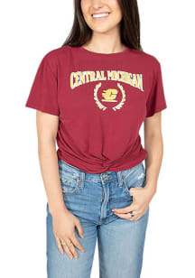 Hype and Vice Central Michigan Chippewas Womens Maroon Checkmate Short Sleeve T-Shirt