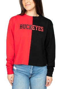 Hype and Vice Ohio State Buckeyes Womens Red Quarterback LS Tee