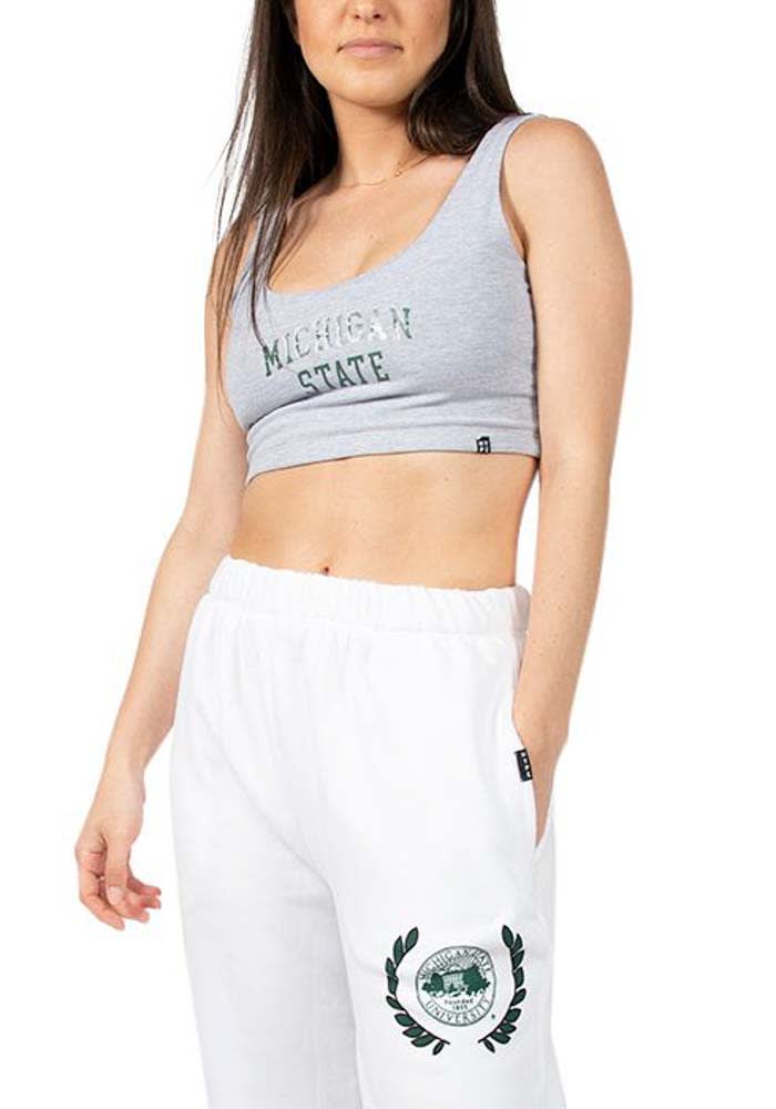 Hype and Vice Michigan State Spartans Womens Boyfriend White Sweatpants