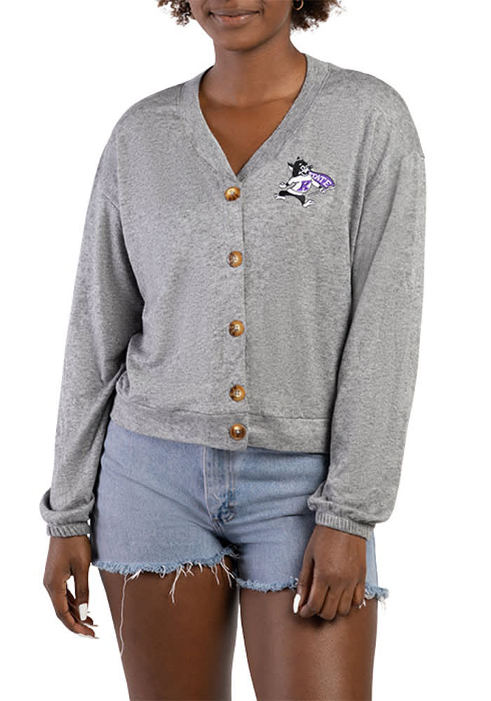 Hype and Vice K-State Wildcats Womens Grey Ace Long Sleeve Cardigan