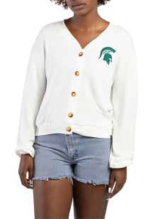 Hype and Vice Michigan State Spartans Womens White Ace Long Sleeve Cardigan