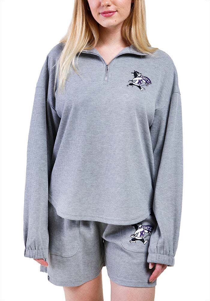 Hype and Vice K-State Wildcats Womens Grey Grand Slam 1/4 Zip Pullover