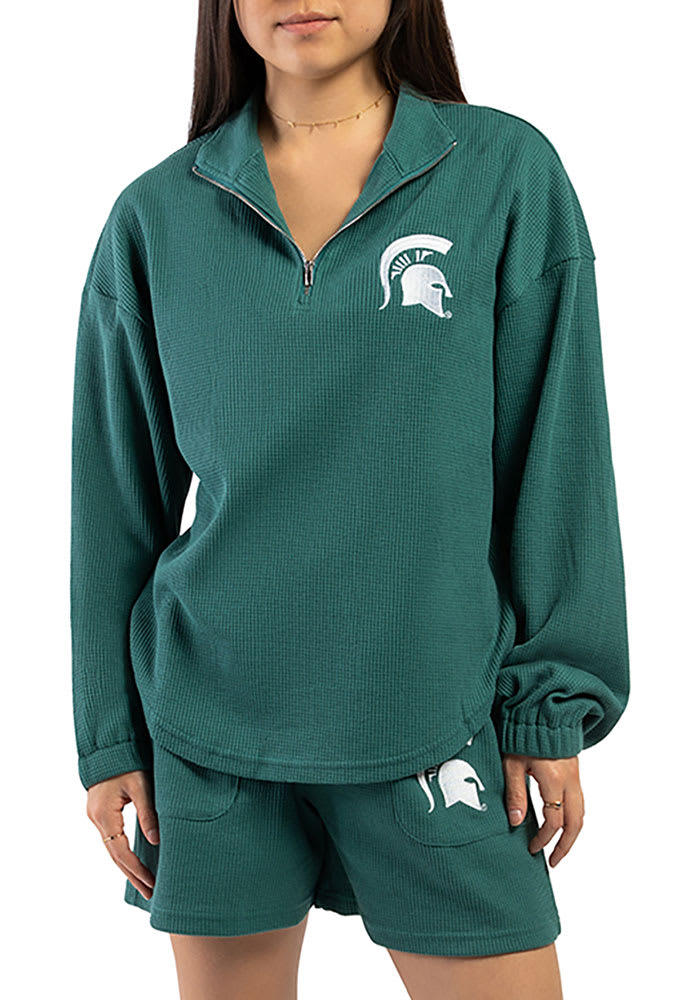 Michigan State Spartans Womens Olive Grand Slam 1/4 Zip Pullover