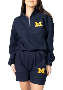 Hype and Vice Michigan Wolverines Womens Navy Blue Grand Slam Shorts