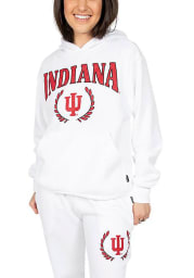 Indiana Hoosiers Womens White Boyfriend Hooded Sweatshirt