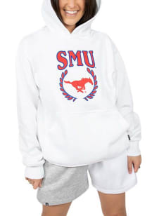 Hype and Vice SMU Mustangs Womens White Boyfriend Hooded Sweatshirt