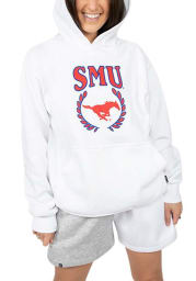 SMU Mustangs Womens White Boyfriend Hooded Sweatshirt
