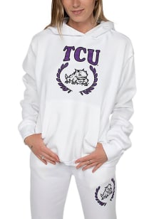 Hype and Vice TCU Horned Frogs Womens White Boyfriend Hooded Sweatshirt
