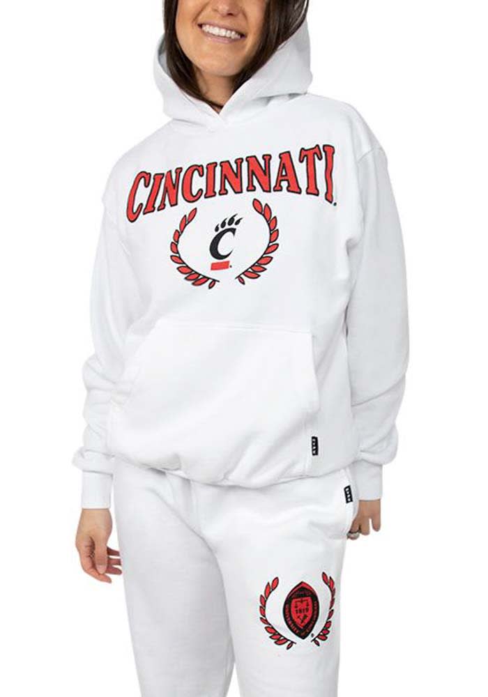 Cincinnati Bearcats Womens White Boyfriend Hooded Sweatshirt