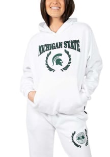 Hype and Vice Michigan State Spartans Womens White Boyfriend Hooded Sweatshirt
