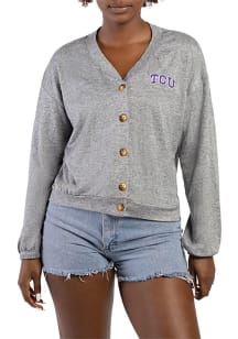 Hype and Vice TCU Horned Frogs Womens Grey Ace Long Sleeve Cardigan