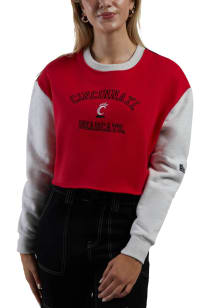 Hype and Vice Cincinnati Bearcats Womens Red Rookie Patchwork Crew Sweatshirt