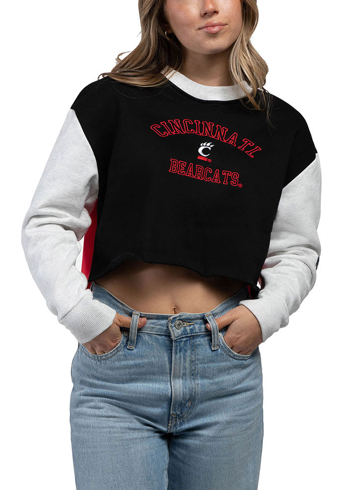 Hype and Vice Cincinnati Bearcats Womens Black Rookie Patchwork Crew Sweatshirt