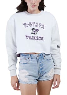 Hype and Vice K-State Wildcats Womens White Rookie Patchwork Crew Sweatshirt