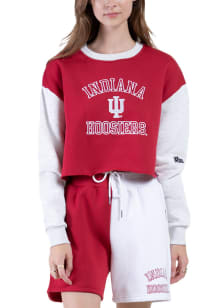 Hype and Vice Indiana Hoosiers Womens Cardinal Rookie Patchwork Crew Sweatshirt
