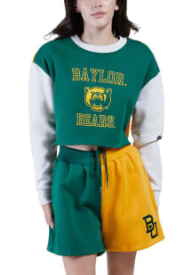 Hype and Vice Baylor Bears Womens Green Rookie Patchwork Crew Sweatshirt