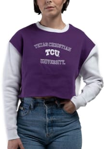 Hype and Vice TCU Horned Frogs Womens Purple Rookie Patchwork Crew Sweatshirt