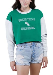 Hype and Vice North Texas Mean Green Womens Kelly Green Rookie Patchwork Crew Sweatshirt