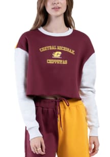 Hype and Vice Central Michigan Chippewas Womens Maroon Rookie Patchwork Crew Sweatshirt