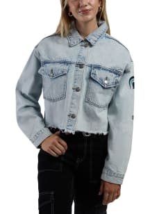 Hype and Vice Michigan State Spartans Womens Blue Denim Jean Light Weight Jacket