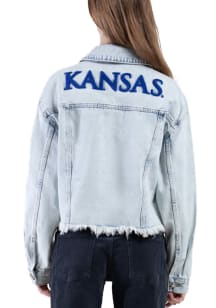 Hype and Vice Kansas Jayhawks Womens Blue Denim Jean Light Weight Jacket
