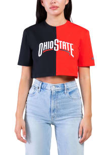 Hype and Vice Ohio State Buckeyes Womens Red Crop Two Tone Brandy Short Sleeve T-Shirt