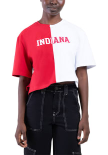 Hype and Vice Indiana Hoosiers Womens Cardinal Crop Two Tone Brandy Short Sleeve T-Shirt