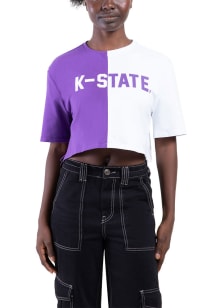 Hype and Vice K-State Wildcats Womens Purple Crop Two Tone Brandy Short Sleeve T-Shirt