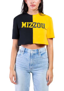 Hype and Vice Missouri Tigers Womens Black Crop Two Tone Brandy Short Sleeve T-Shirt
