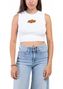 Hype and Vice Oklahoma State Cowboys Womens White Cut Off Tank Top