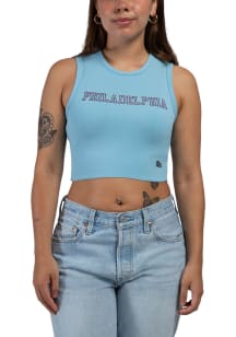 Hype and Vice Philadelphia Womens Light Blue Graphic Tank Top