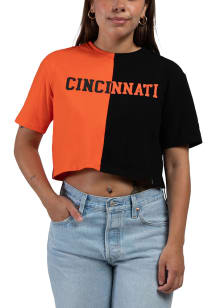 Hype and Vice Cincinnati Womens Orange Graphic Short Sleeve T-Shirt