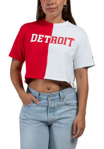 Hype and Vice Detroit Womens Red Graphic Short Sleeve T-Shirt