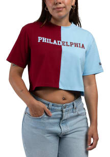 Hype and Vice Philadelphia Womens Maroon Graphic Short Sleeve T-Shirt