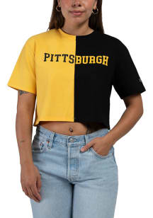 Hype and Vice Pittsburgh Womens Gold Graphic Short Sleeve T-Shirt