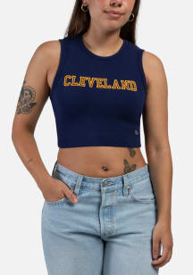 Hype and Vice Cleveland Womens Navy Blue Graphic Tank Top