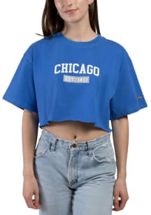 Hype and Vice Chicago Womens Blue Graphic Short Sleeve T-Shirt