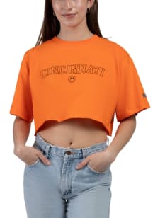 Hype and Vice Cincinnati Womens Orange Graphic Short Sleeve T-Shirt
