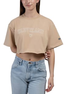 Hype and Vice Cleveland Womens Tan Graphic Short Sleeve T-Shirt