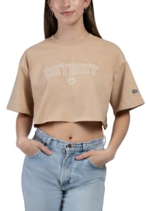 Hype and Vice Detroit Womens Tan Graphic Short Sleeve T-Shirt