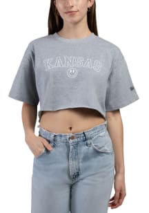Hype and Vice Kansas Womens Grey Graphic Short Sleeve T-Shirt