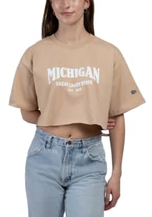 Hype and Vice Michigan Womens Tan Graphic Short Sleeve T-Shirt