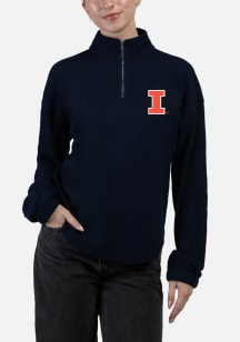 Hype and Vice Illinois Fighting Illini Womens Navy Blue Grand Slam 1/4 Zip Pullover