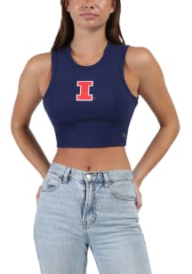 Hype and Vice Illinois Fighting Illini Womens Navy Blue Cut off Tank Top
