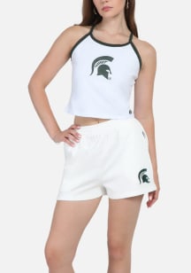 Womens Michigan State Spartans White Hype and Vice Fleece Track Shorts