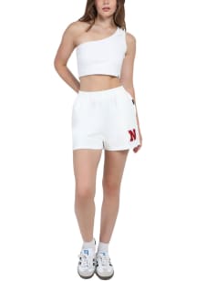 Womens Nebraska Cornhuskers White Hype and Vice Fleece Track Shorts