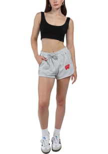 Womens Wisconsin Badgers Grey Hype and Vice Comfy Shorts