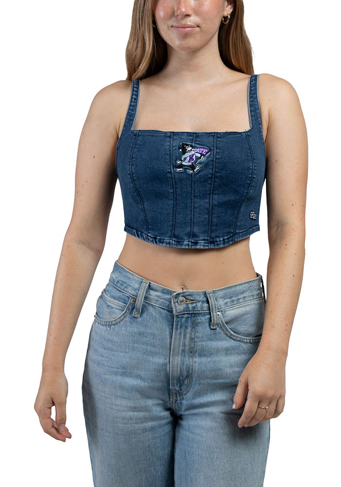 Hype and Vice K-State Wildcats Womens Blue Denim Corset Tank Top